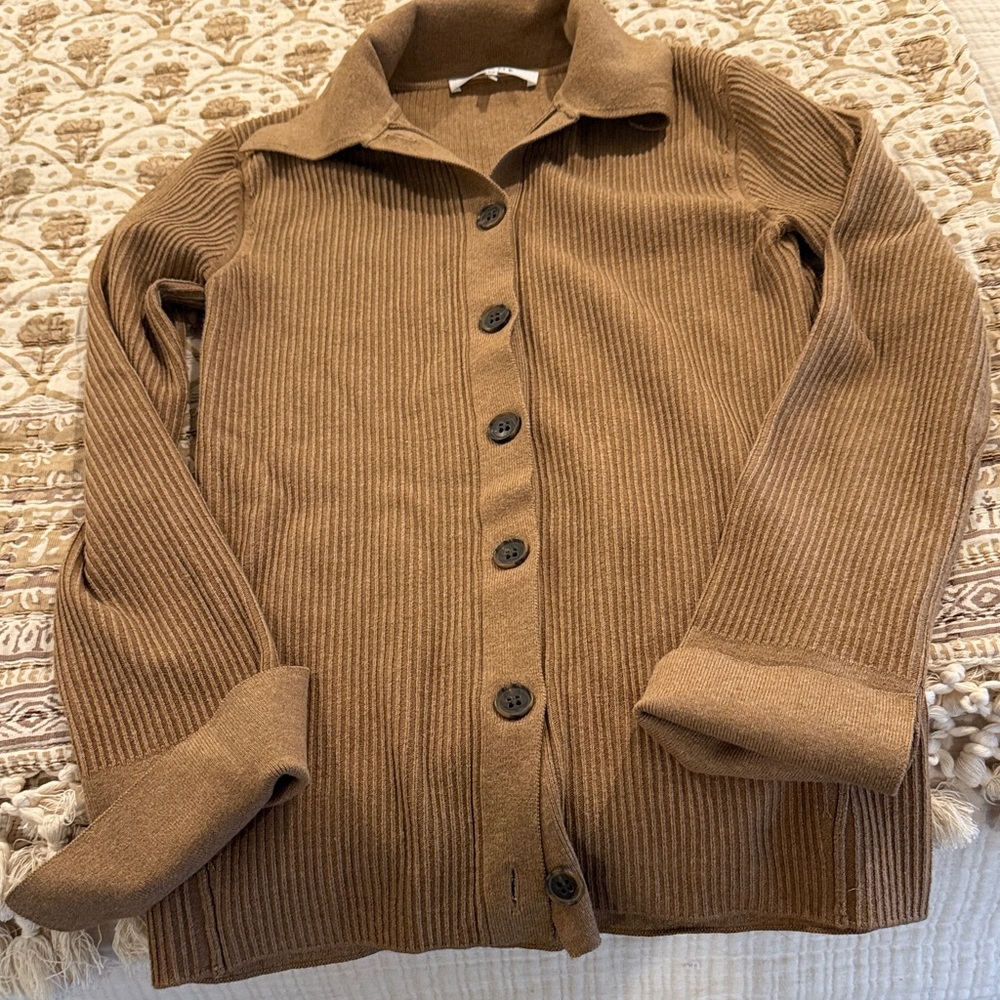Frame Denim Tan Ribbed Knit Sweater